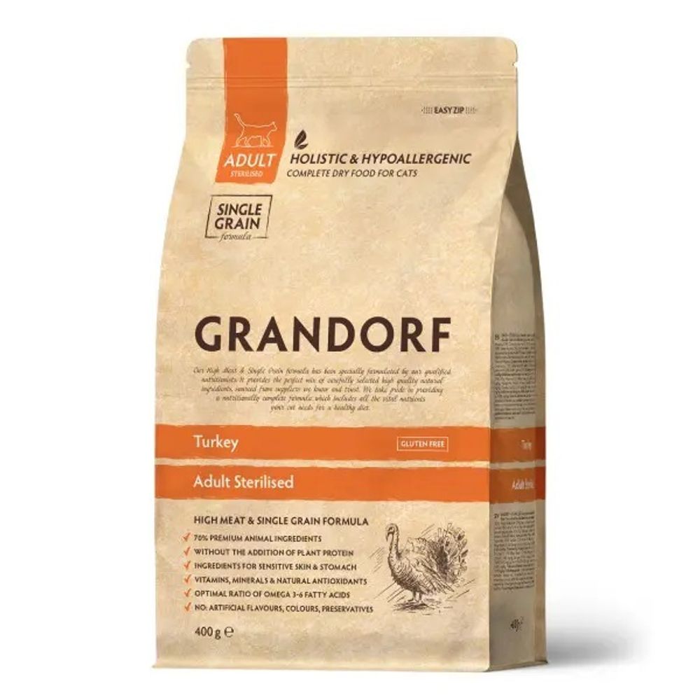 Сухой корм GRANDORF для стерилизованных кошек с индейкой - 0,4 кг