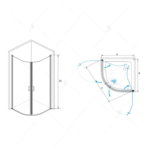 Душевой уголок RGW LE-54 (Прозрачное, 800x800)