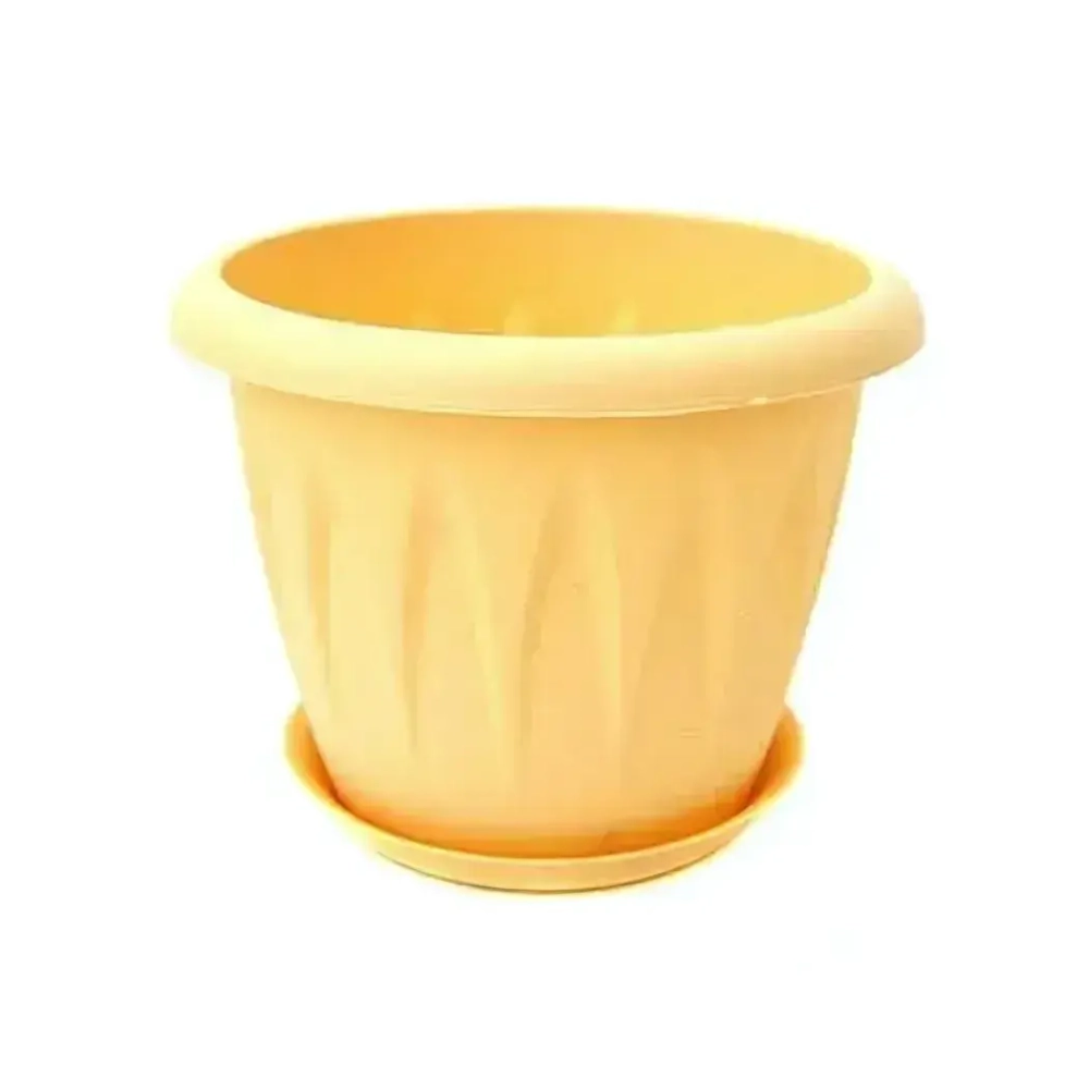 Кашпо АЛИЦИЯ D140мм 1л с поддоном Белая Глина 0,11,14х0,14м