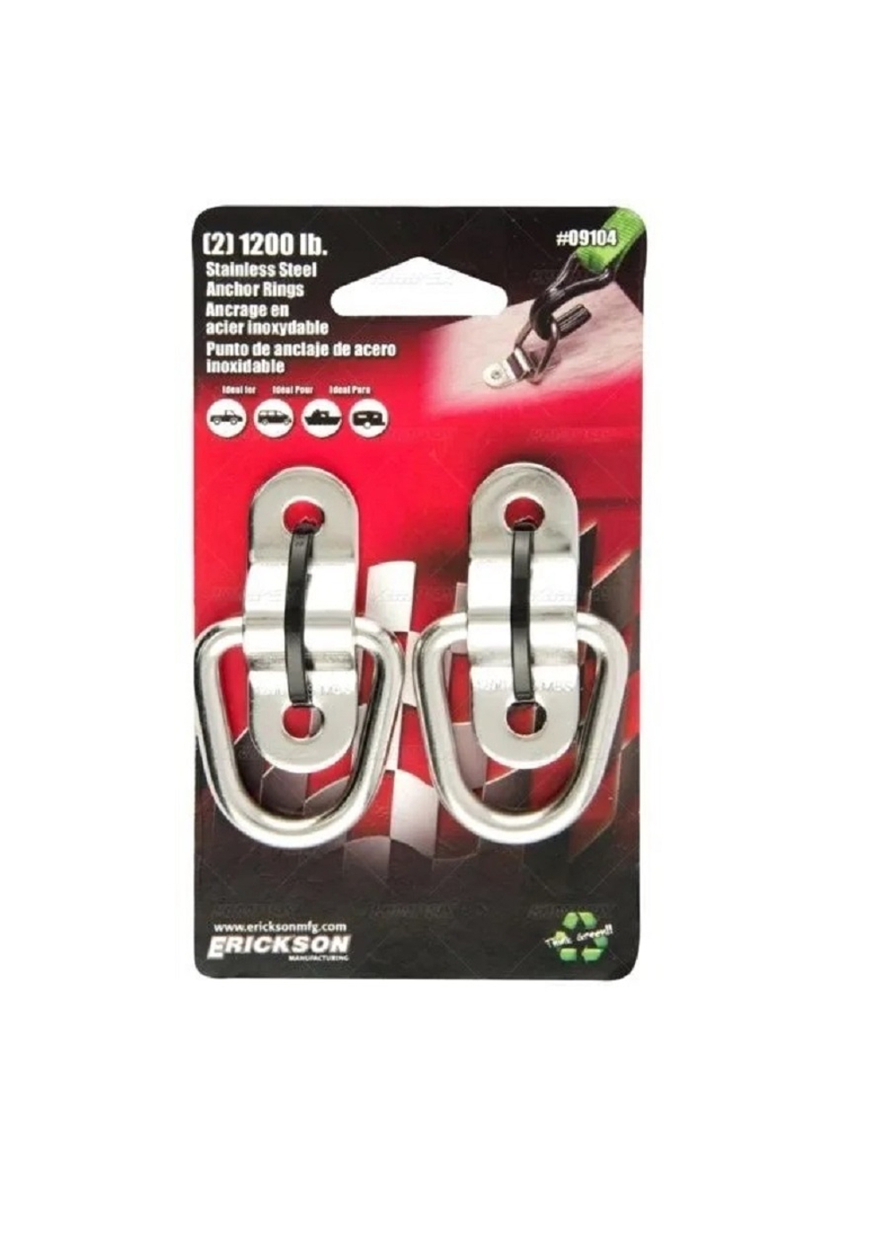 Флип-анкеры нержав. (2шт) ERICKSON для прицепа (кузова) 544 кг