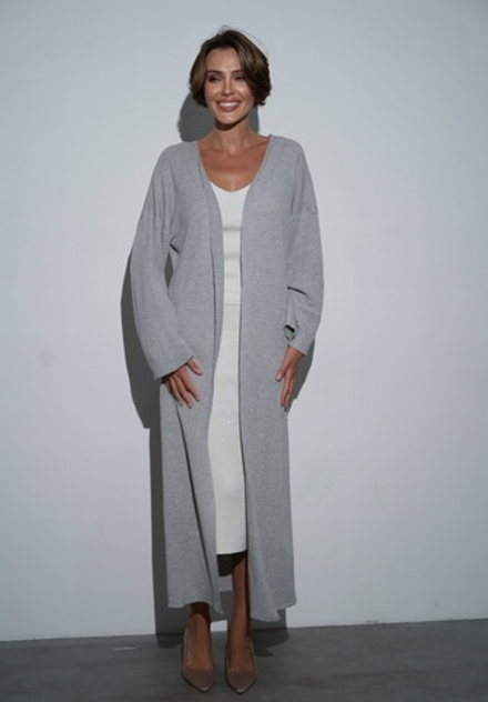 Хлопковый кардиган с паетками в сером цвете