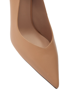 Женские туфли кожаные бежевые на бамбуковом каблуке