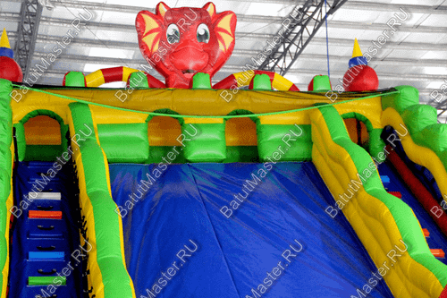 Детский надувной батут-горка "Dragons", размер 14*8*8 м