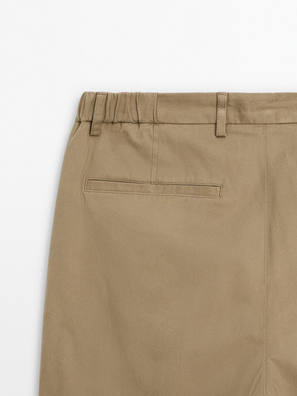 Massimo Dutti Зауженные брюки из твила, цвет верблюжьей шерсти