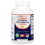 Vitamatic, жир из печени норвежской трески, лимонный вкус, 1250 мг, 120 капсул