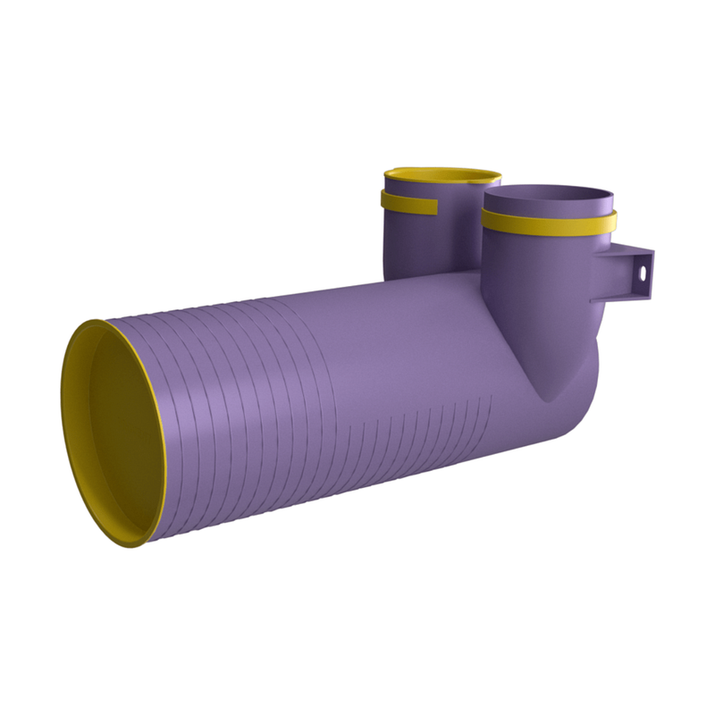 Присоединительная коробка VPP 125/75×2 на 2 выхода, угловая круглая