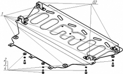 Защита стальная 2 мм Д;КПП Ford Kuga 2013-2019 гг. MOTODOR.70706