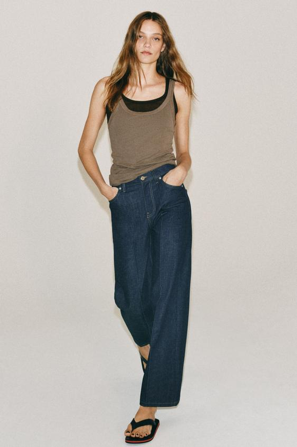 ZARA ДЖИНСЫ WIDE LEG С ВЫСОКОЙ ПОСАДКОЙ — ZW COLLECTION, СИНИЙ