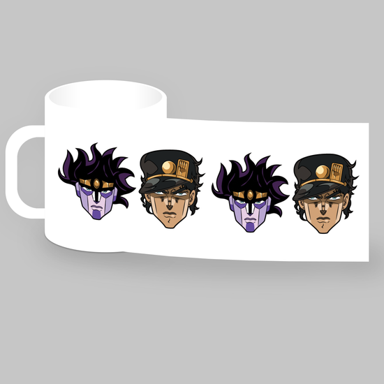 Кружка керамическая объем 330мл Джотаро и Стар Платинум (белая)