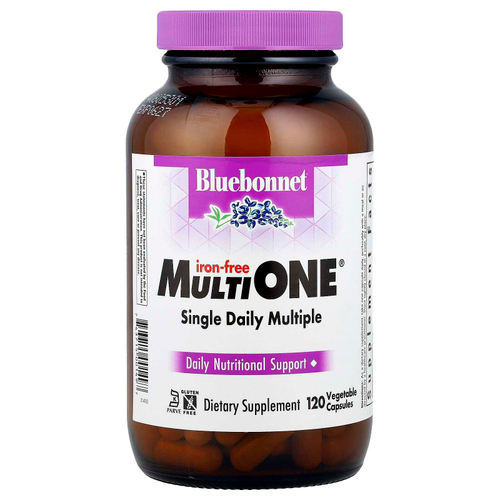 Bluebonnet Nutrition, MultiONE®, для приема одной дозы на день, без железа, 120 растительных капсул