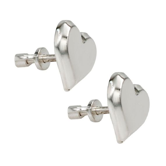 Серьги-пусеты Сердце большое из серебра 925 пробы, вид 2