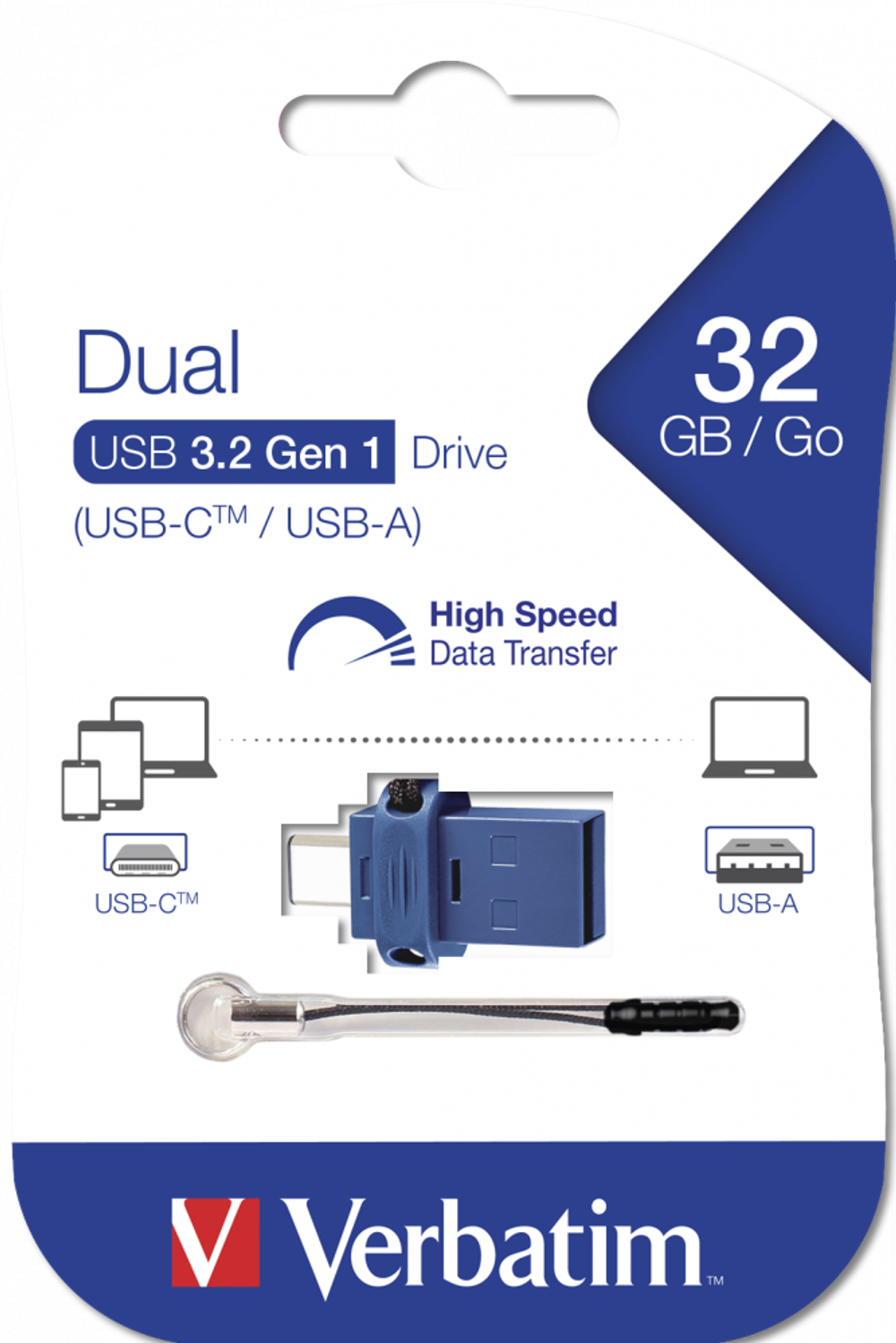 Флеш-накопитель Verbatim Dual USB 3.0 DRIVE USB-C/USB-A 32ГБ