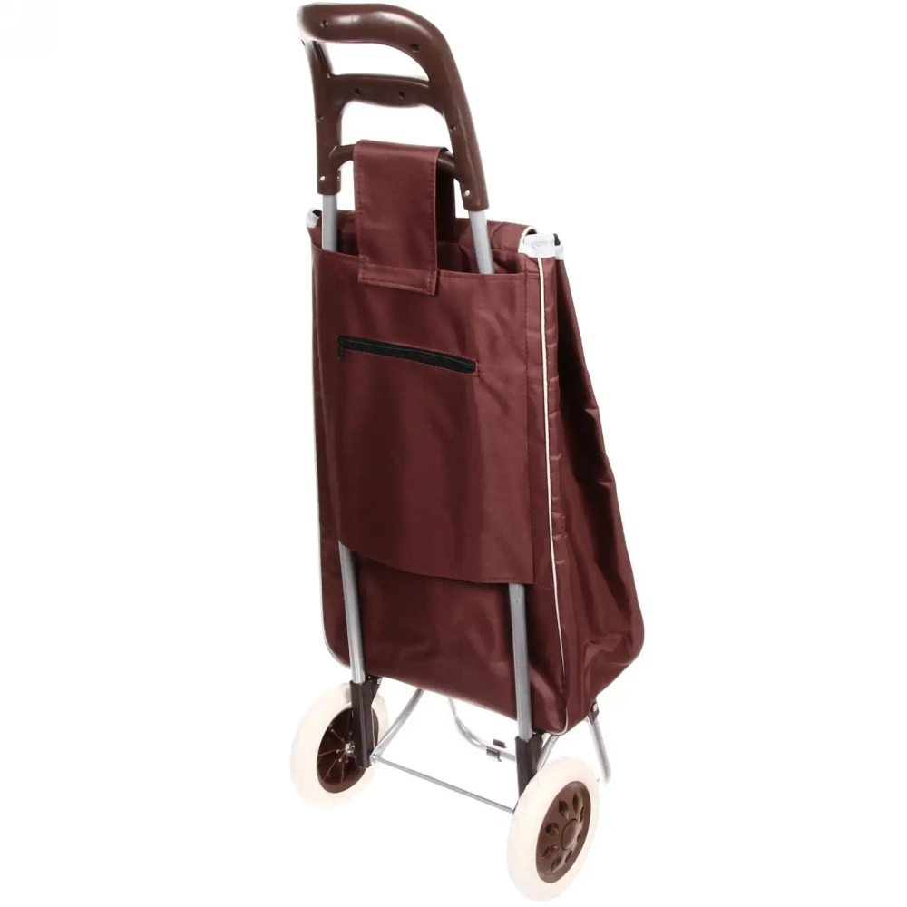 Тележка хозяйственная с сумкой (95*33*30см, колеса 16см, до 30 кг.) бабочки коричневая