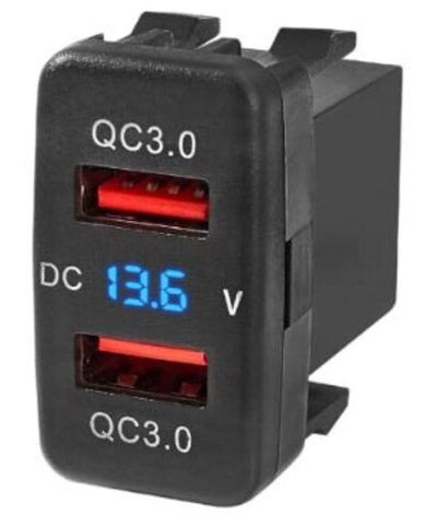 Разъем USB в авто (врезные) 12V-24V AC11 QC3.0 + QC3.0 +PD30W + Display 10pcs S869