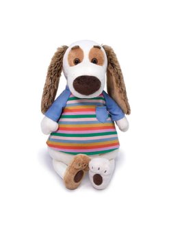 Мягкая игрушка Бартоломей в футболке в полоску 27 см