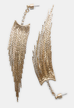 STRADIVARIUS Каскадные серьги с цепочкой и стразами, золотой