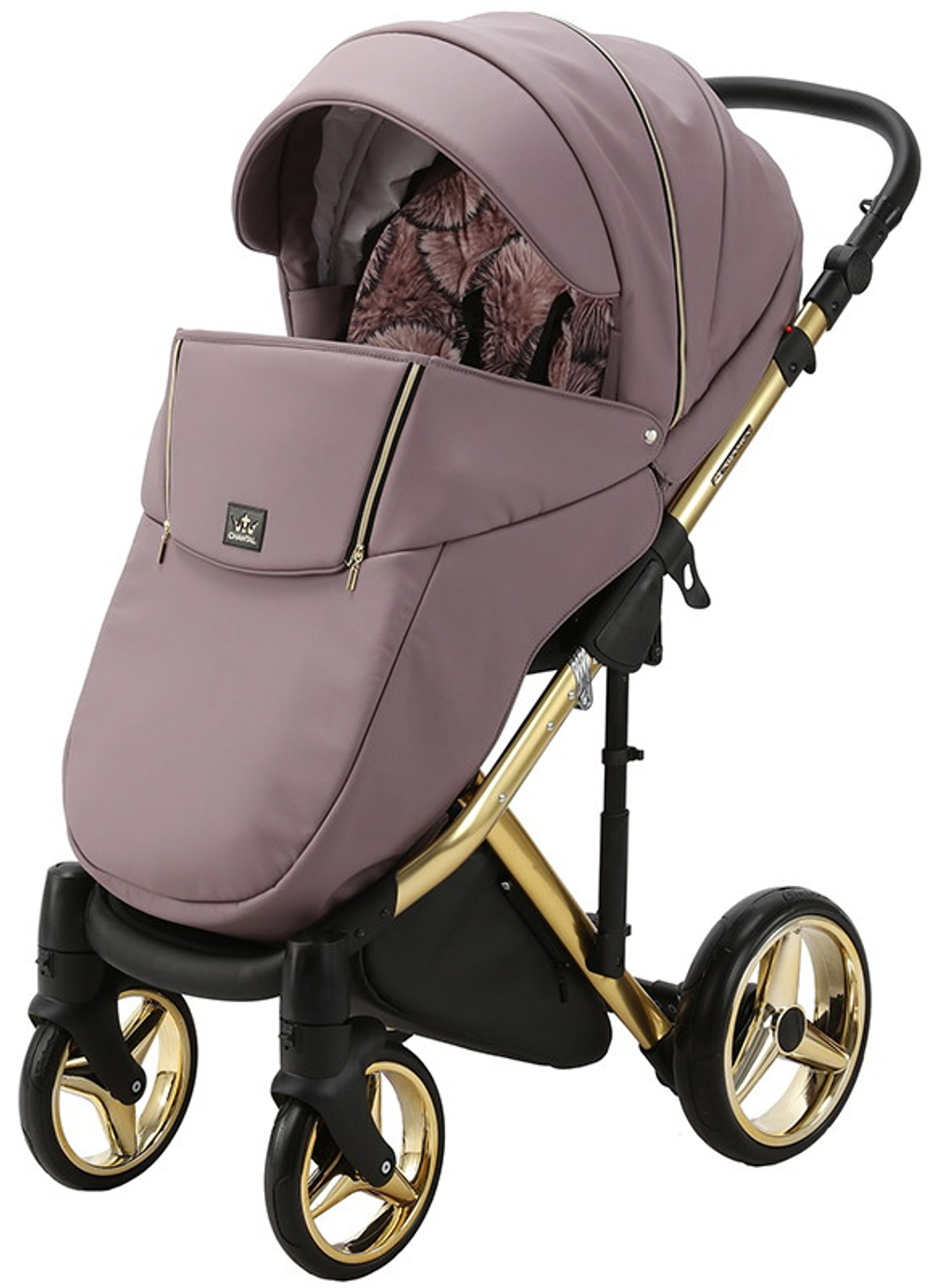 Детская коляска Adamex Chantal Special Edition Deluxe 2 в 1 С115 (СИРЕН.ПУДР.КОЖА ЗОЛОТ РАМА)