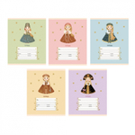 Тетрадь А5 12л., клетка, Канц-Эксмо, скрепка, мелованная картон, выб. лак, глиттер, "Василисы премудрые", 5 дизайнов