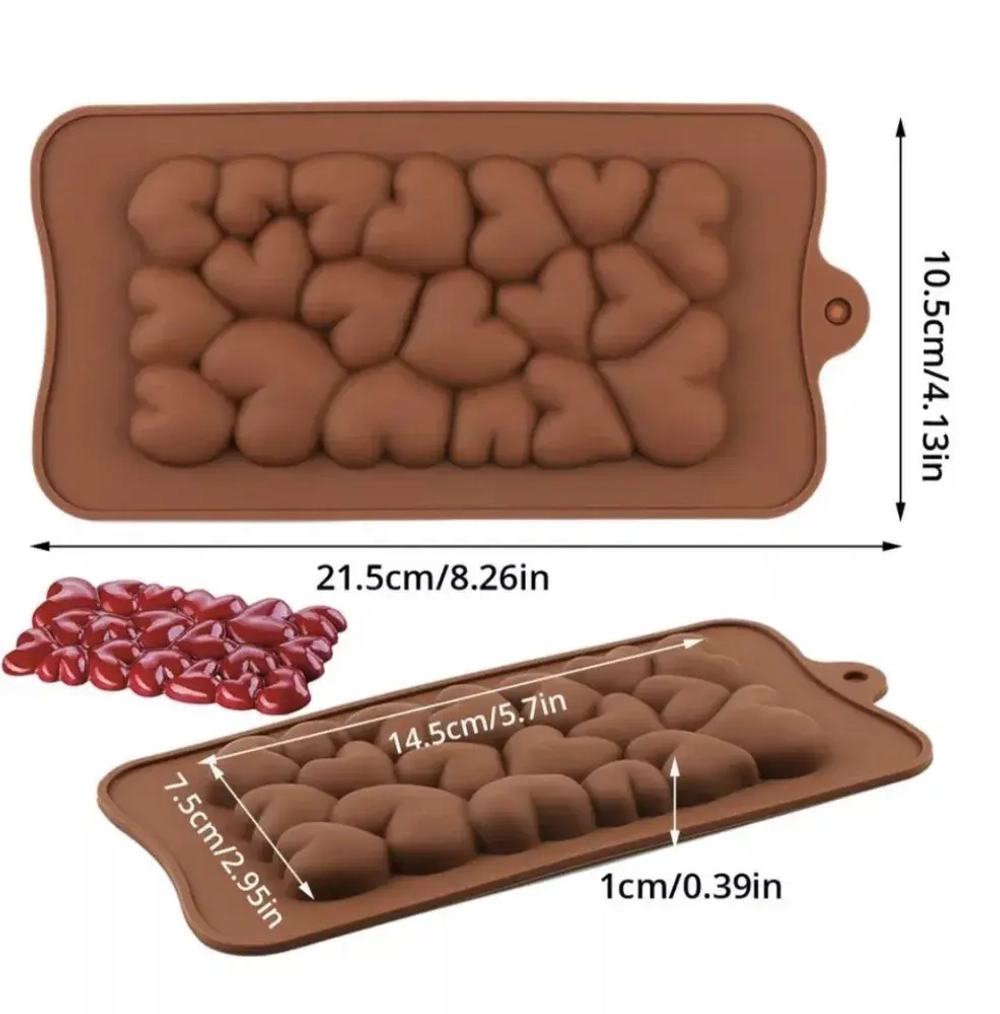 Форма силиконовая для шоколада «Плитка сердце»