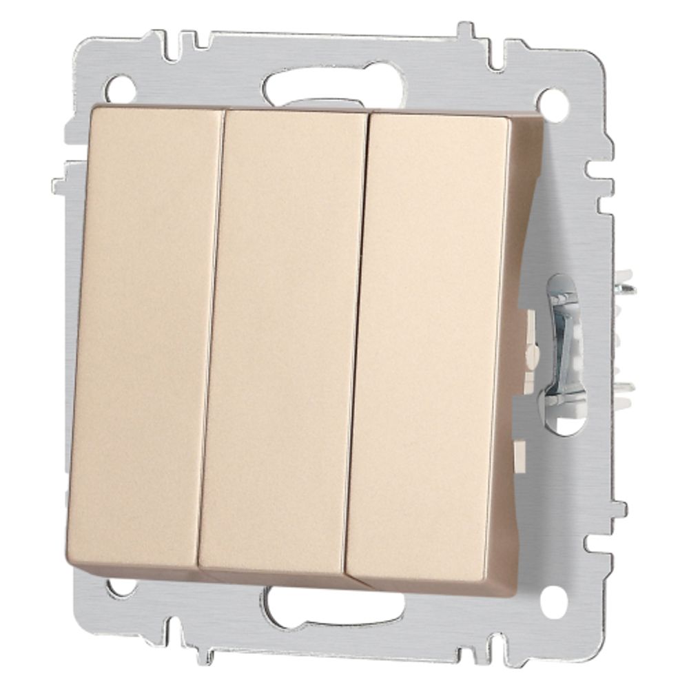 Выключатель Intro Accent 6-106-04 тройной, 10А-250В, IP20, СУ, AL/CU, шампань