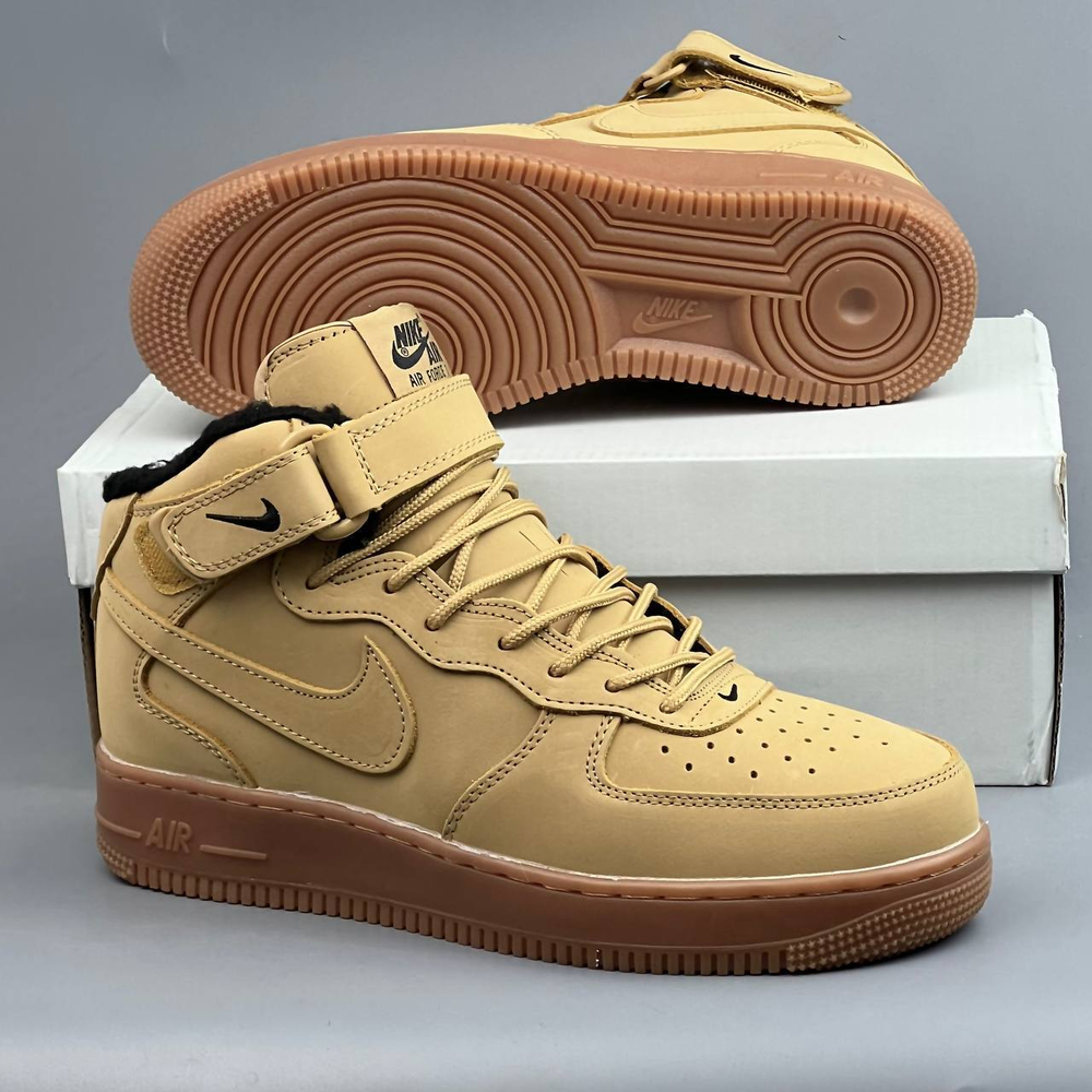 Кроссовки Nike AirForce на меху #436 (беж.)