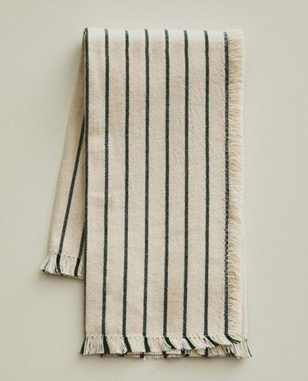 ZARA HOME САЛФЕТКИ С БАХРОМОЙ В ПОЛОСКУ (2 ШТ.), ЭКРЮ