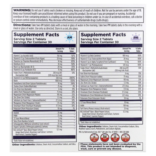 KAL, Мультивитамины для женщин, для приема утром и вечером, 2 пакетика, 60 таблеток в каждом