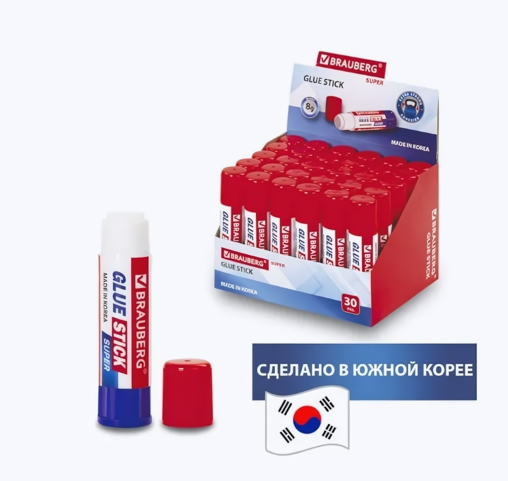 Клей-карандаш 8г. Южная Корея (BRAUBERG)