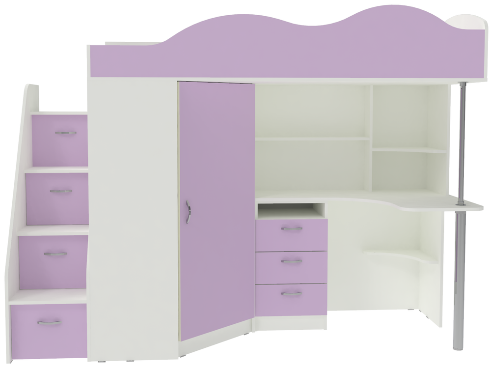 Кровать-чердак КарИВи Пионер Белый  Ирис