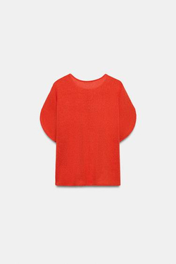 ZARA ТОП В СТИЛЕ РУСТИК С РУКАВАМИ-КРЫЛЫШКАМИ, КРАСНЫЙ