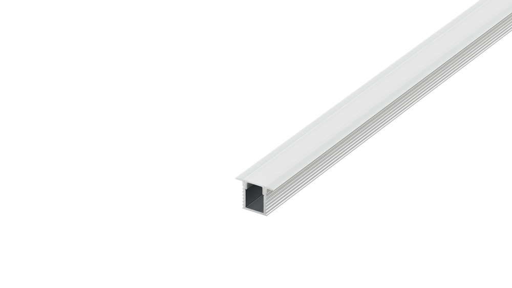 Встраиваемый алюминиевый профиль,  12, 4х9х2000мм. В комплекте матовый экран,  4 торцевые заглушки,  4 крепежа,  белый RAL9003