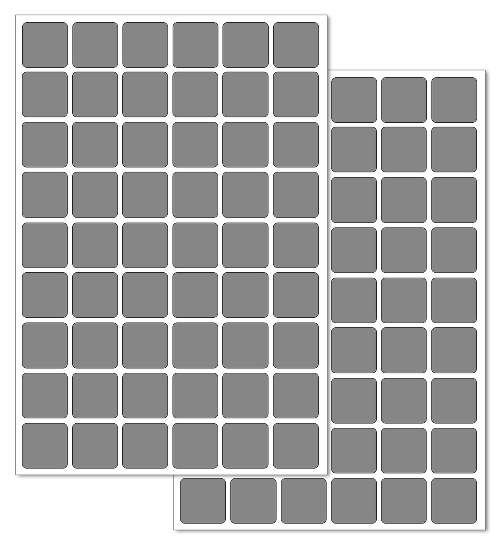 Серые виниловые наклейки для маркировки Policomprint М2, 20х20 мм.