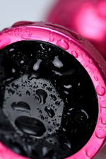 Красный анальный плаг 8,2см с кристаллом черного цвета ToyFa Metal 717008-95