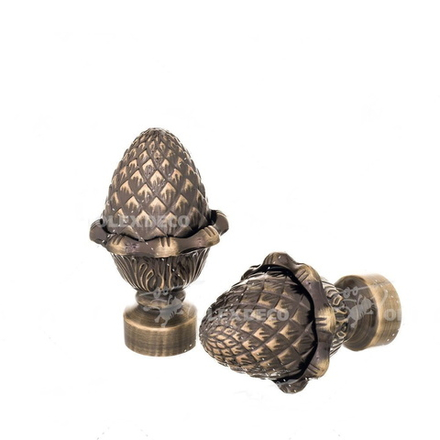 Наконечники для кованых карнизов d25 мм Шишка, цвет антик