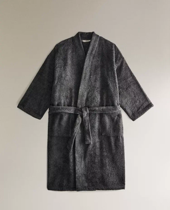 ZARA HOME ХЛОПКОВЫЙ ХАЛАТ, СЕРЫЙ