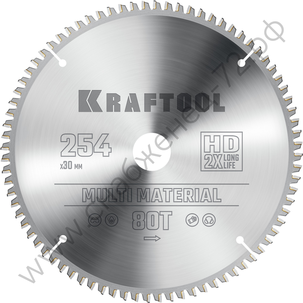 KRAFTOOL Multi Material 254х30мм 80Т, диск пильный по алюминию
