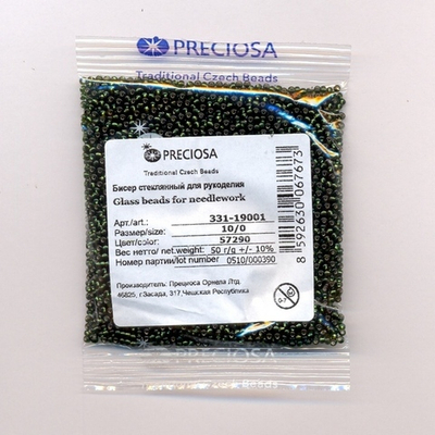 Бисер 10/0 PRECIOSA, 50 г, болотный