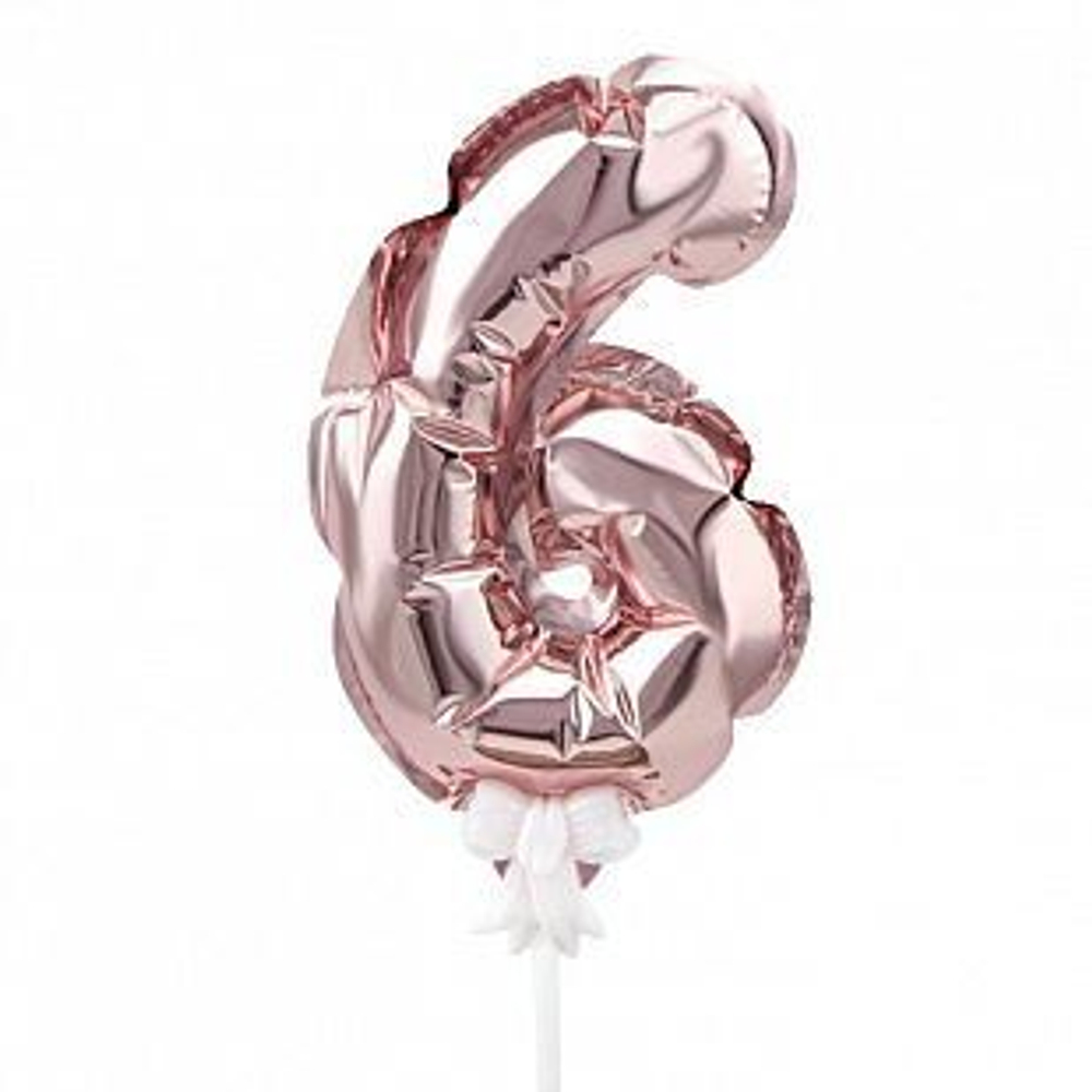 К 7"/18 см Цифра 6 Розовое Золото самодув