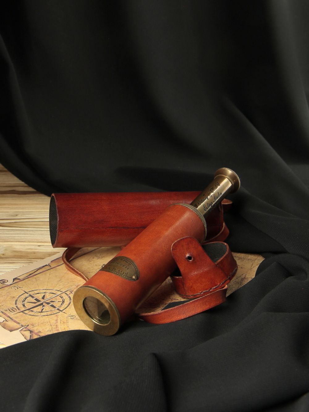 Nautical Подзорная труба в кожаном футляре