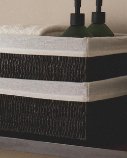 ZARA HOME ПРЯМОУГОЛЬНАЯ КОРЗИНА С ТКАНЕВОЙ ВНУТРЕННЕЙ ОБИВКОЙ, КОРИЧНЕВЫЙ