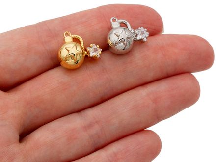 Подвеска "Бомбочка" 13,5мм, с кристаллом