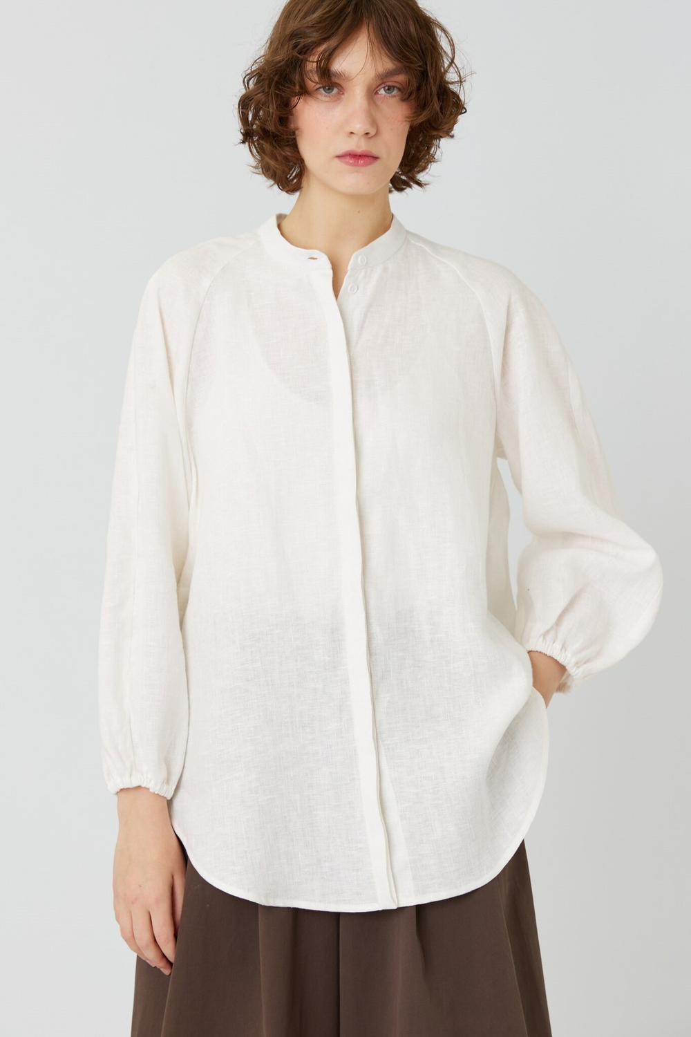 Рубашка покроя реглан из белого льна с вискозой