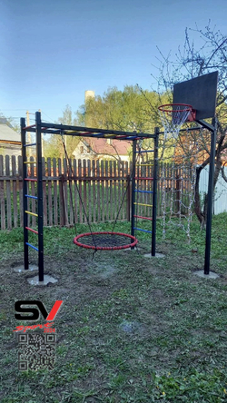 Монтаж уличной шведской стенки Sv Sport Рукоход (4 вертикальных столба)