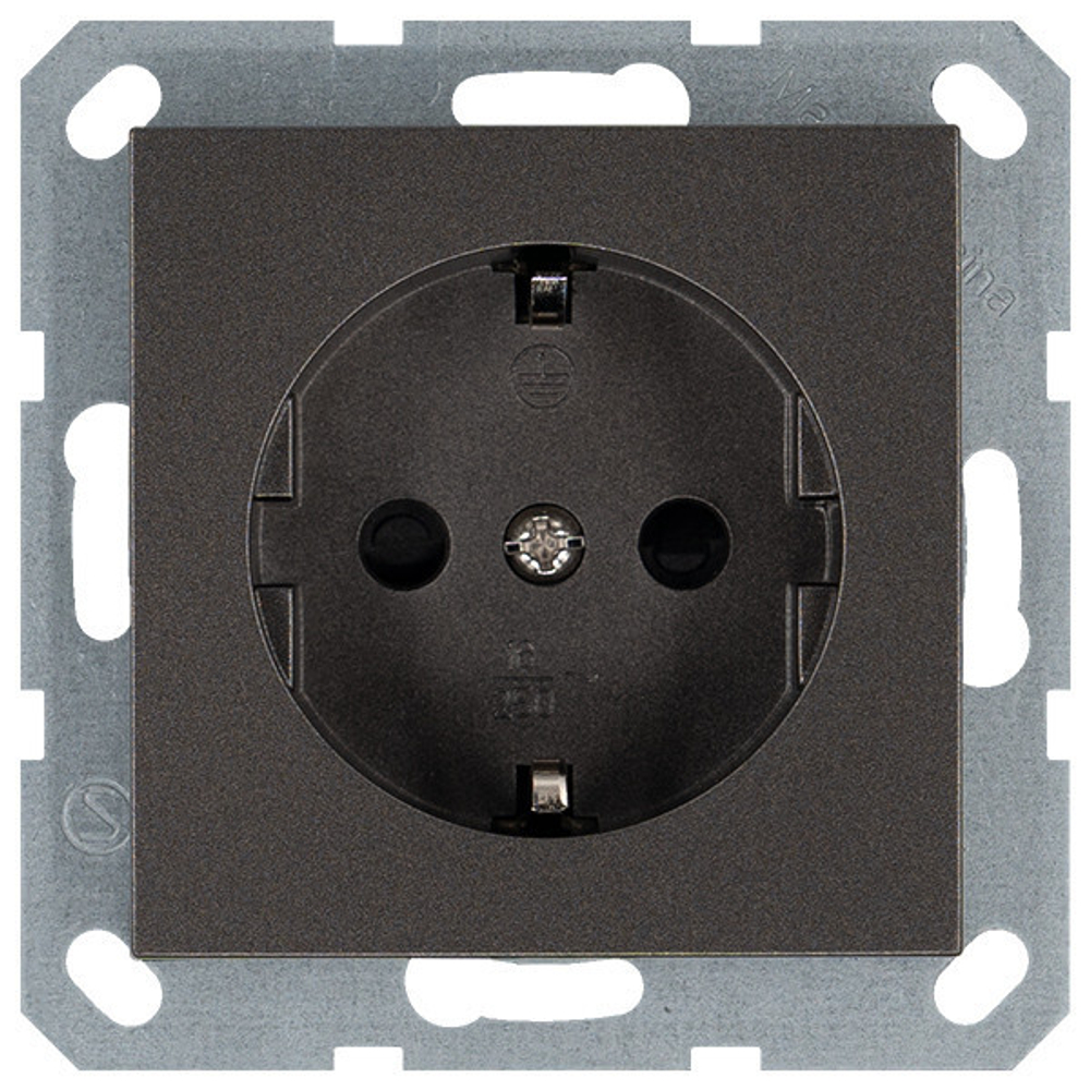 Розетка SCHUKO© с защитными шторками 16A 250V~ 2P+T, цвет Мокко