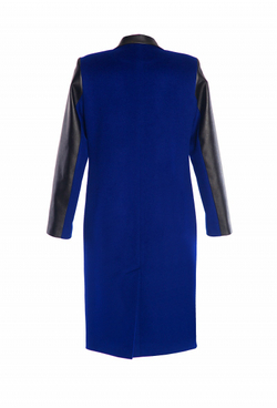 Пальто прямого силуэта с рукавами из экокожи LE-11-17FW