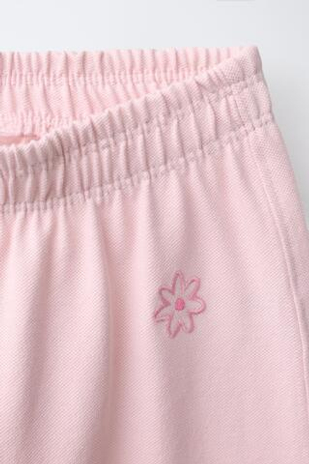 ZARA БРЮКИ WIDE LEG ПИКЕ, СВЕТЛО-РОЗОВЫЙ