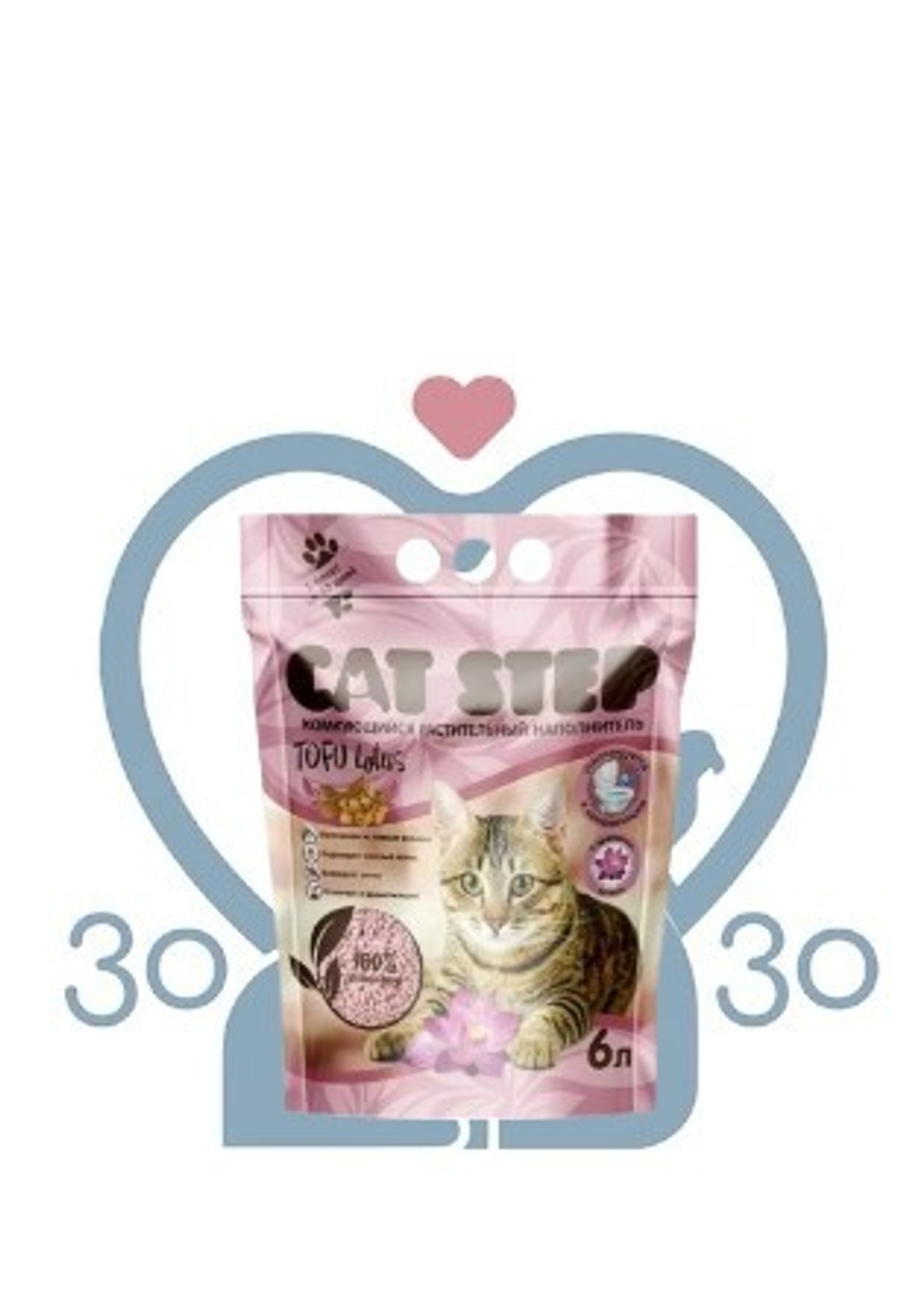 Комкующийся наполнитель Cat Step Tofu Lotus соевый, 2,7 кг (6 л)