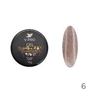06Гель UV моделирующий V-PRO Glamour 15g со светоотраж.частичками