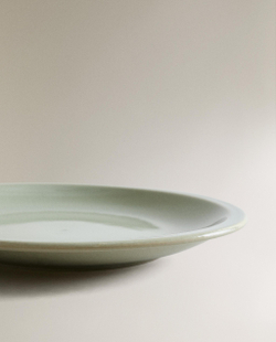 Zara Home тарелка обеденная из каменной керамики, цвет зелёный, 25 см