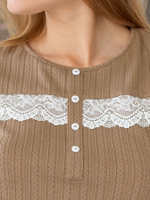 Домашний трикотажный комплект: футболка и брючки (Размер: M) (Цвет: бежевый)